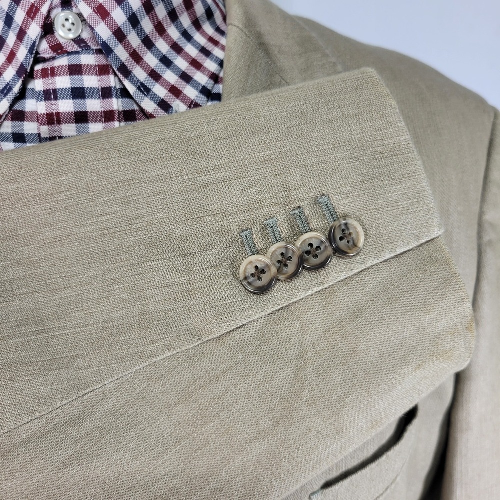 Johnston Murphy Men's Sport Coat Blazer Three Button Tan Cotton Spandex Size XL - Picture 10 of 16